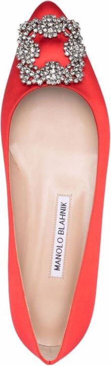 Manolo Blahnik Hangisi ballerina's met gespdetail Rood