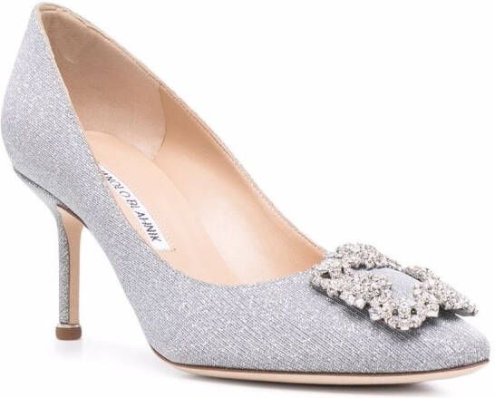 Manolo Blahnik Hangisi pumps met gesp van kristal Grijs