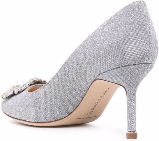 Manolo Blahnik Hangisi pumps met gesp van kristal Grijs