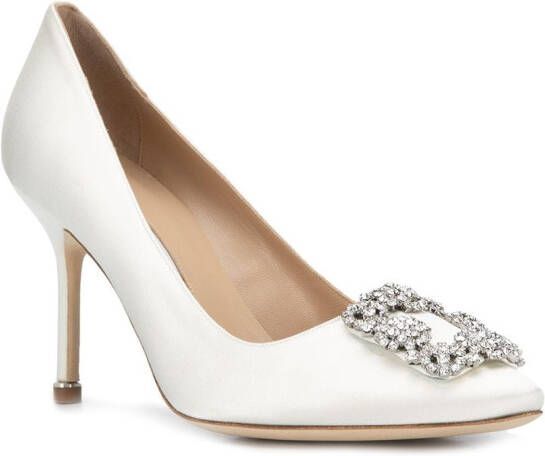 Manolo Blahnik Hangisi pumps met gesp Wit