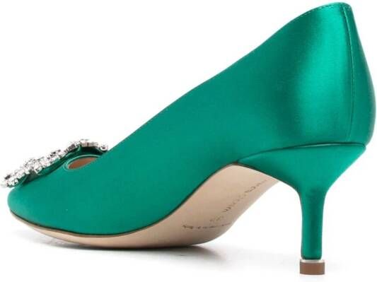 Manolo Blahnik Hangisi pumps met kristallen gesp Groen