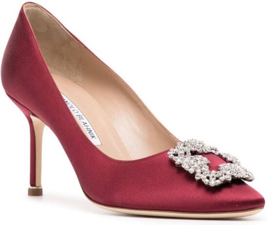 Manolo Blahnik Hangisi pumps met kristallen gesp Rood