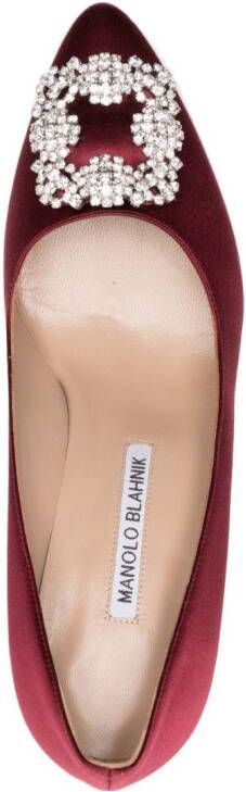 Manolo Blahnik Hangisi pumps met kristallen gesp Rood