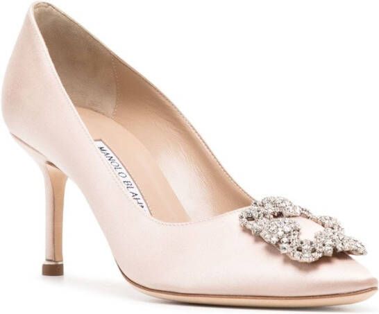 Manolo Blahnik Hangisi pumps met kristallen gesp Roze