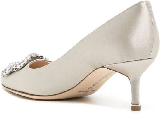 Manolo Blahnik Hangisi pumps met kristallen gesp Zilver