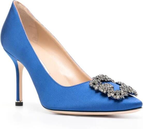 Manolo Blahnik Hangisi satijnen pumps Blauw