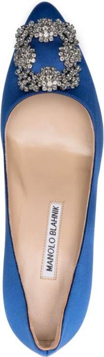 Manolo Blahnik Hangisi satijnen pumps Blauw