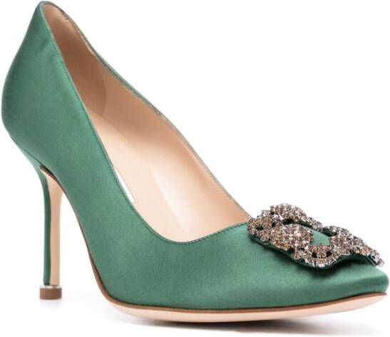 Manolo Blahnik Hangisi satijnen pumps Groen