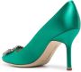 Manolo Blahnik Hangisi satijnen pumps Groen - Thumbnail 3