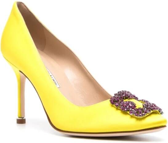 Manolo Blahnik Hangisli leren pumps Geel