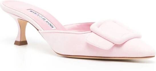 Manolo Blahnik Maysale 60 mm suède muiltjes Roze