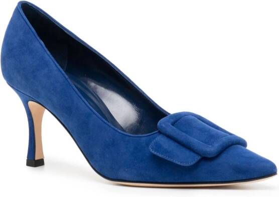 Manolo Blahnik Maysale suède pumps Blauw