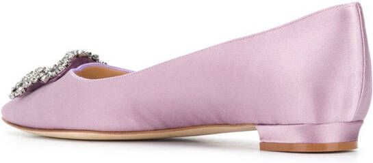 Manolo Blahnik Verfraaide ballerina's Roze