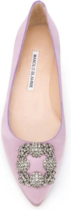 Manolo Blahnik Verfraaide ballerina's Roze