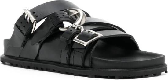 Marine Serre Leren sandalen Zwart