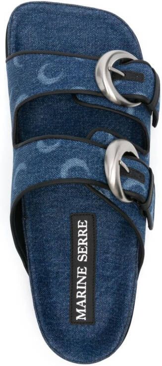 Marine Serre Denim sandalen met monogram patroon Blauw
