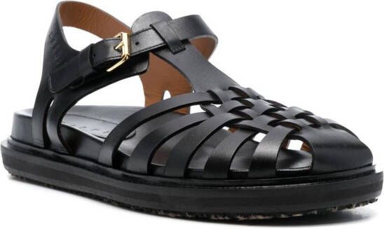 Marni Fisherman leren sandalen Zwart