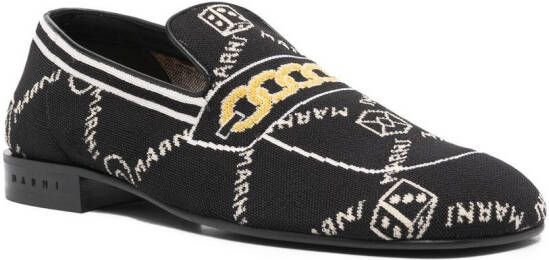 Marni Loafers met logoprint Zwart