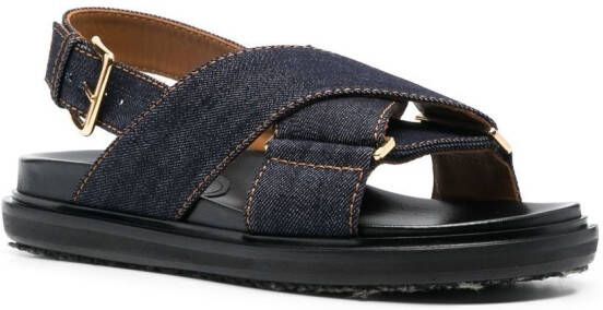 Marni Denim sandalen met gekruiste bandjes Blauw