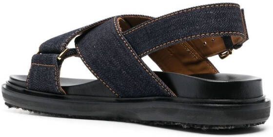 Marni Denim sandalen met gekruiste bandjes Blauw