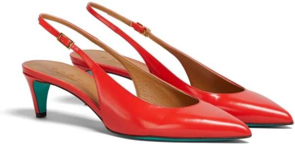 Marni Rhythm 50mm leren slingback pumps Rood