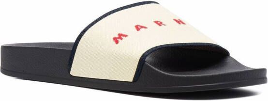 Marni Slippers met jacquard logo Beige