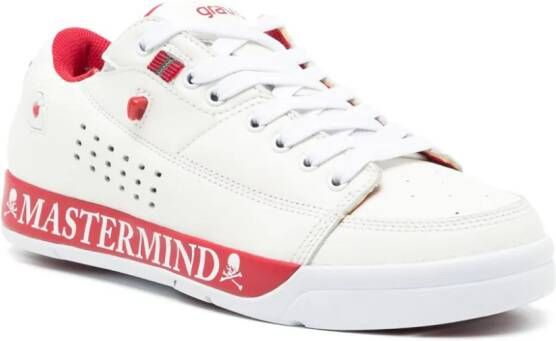 Mastermind Japan Leren sneakers met logoprint Wit