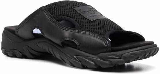 MCQ Striae leren slippers Zwart