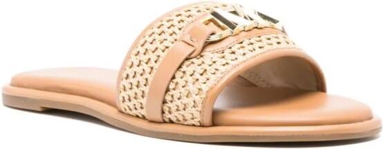 Michael Kors Ember slippers met logoplakkaat Beige