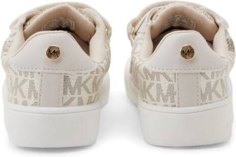 Michael Kors Kids Sneakers met glitterdetail en monogram-print Beige