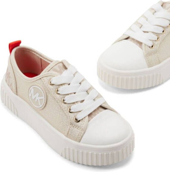 Michael Kors Kids Lurex sneakers met logo-applicatie Beige