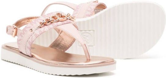 Michael Kors Kids Sandalen met logoplakkaat Roze