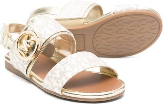 Michael Kors Kids Sandalen met monogramprint Goud