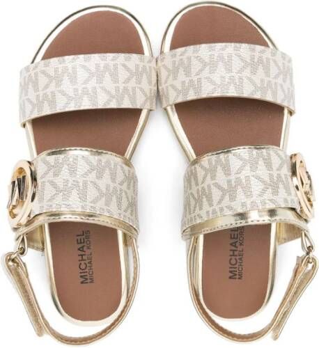 Michael Kors Kids Sandalen met monogramprint Goud