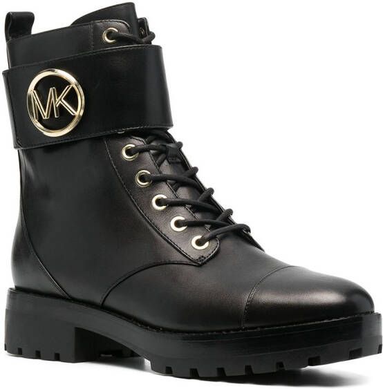 Michael Kors Tatum leren combat boots Zwart