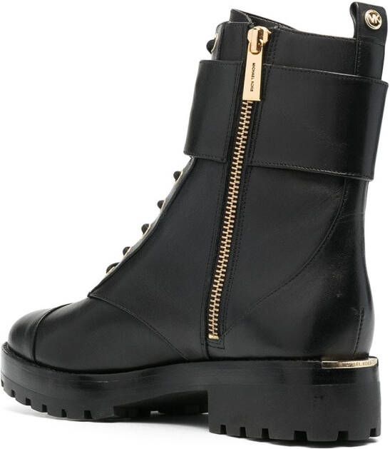 Michael Kors Tatum leren combat boots Zwart