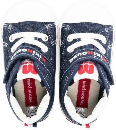 Miki House Sneakers met geborduurd logo Blauw