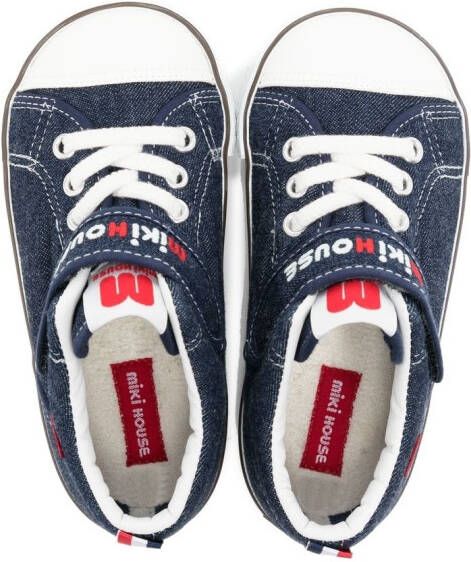 Miki House Sneakers met geborduurd logo Blauw