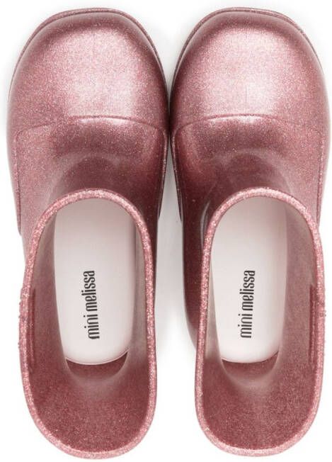 Mini Melissa Regenlaarzen met glitter Roze