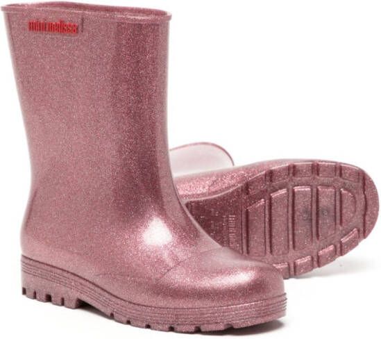 Mini Melissa Regenlaarzen met logo Roze