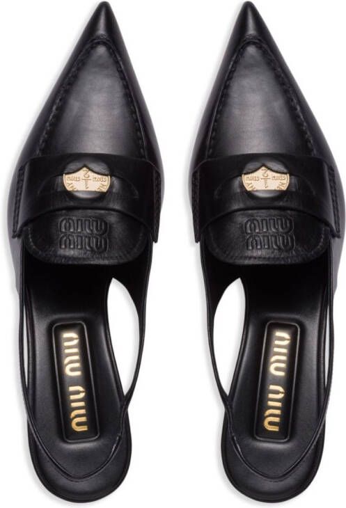 Miu Penny loafers met hak Zwart