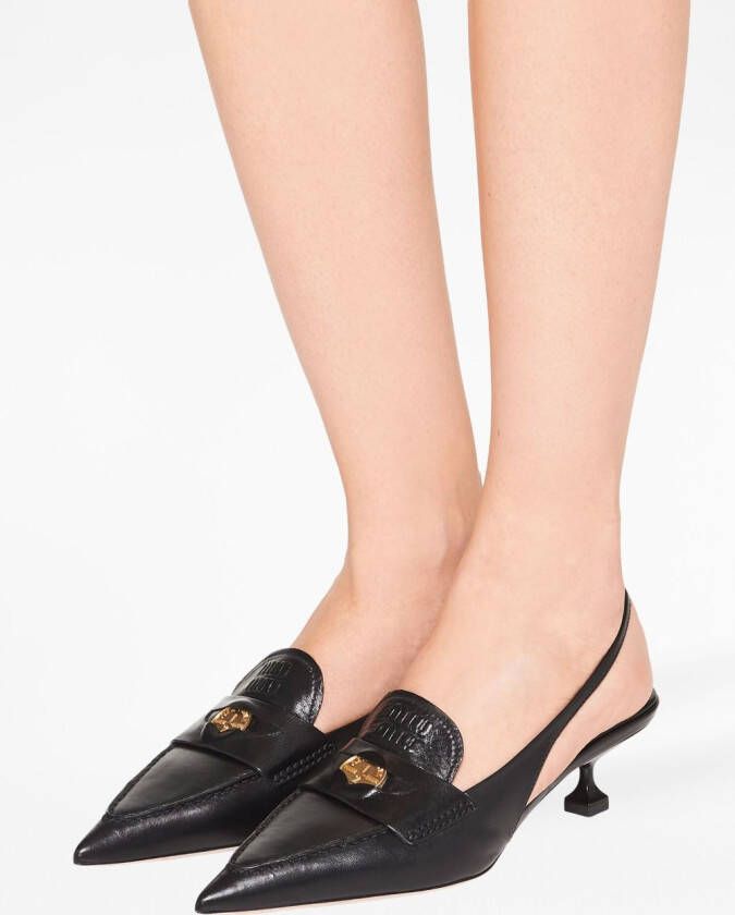 Miu Penny loafers met hak Zwart