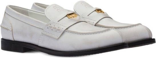 Miu Leren loafers Wit