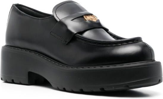 Miu Leren loafers Zwart