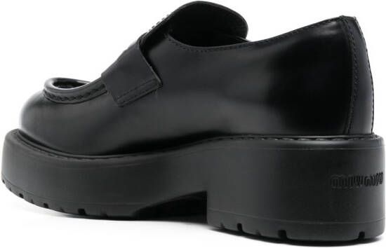 Miu Leren loafers Zwart