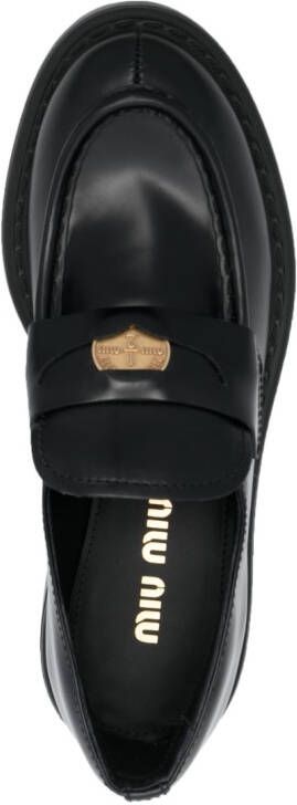 Miu Leren loafers Zwart