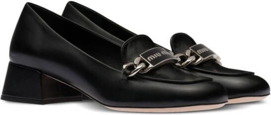 Miu Loafers met logoplakkaat Zwart