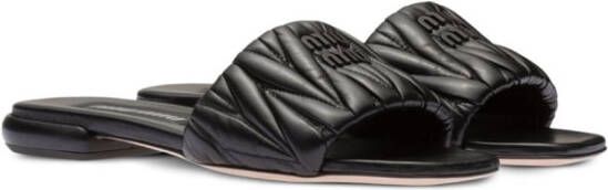 Miu GG leren slippers Zwart