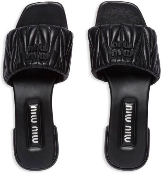 Miu GG leren slippers Zwart