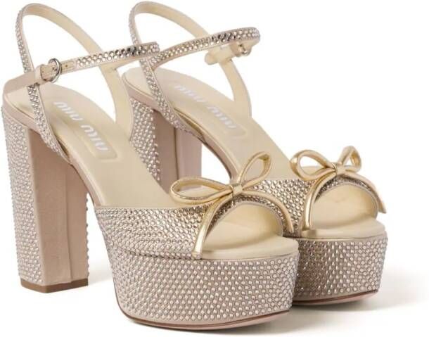 Miu Sandalen verfraaid met kristallen Beige